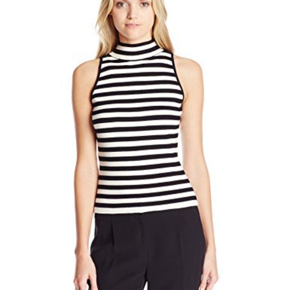 Milly High-Neck Striped Tank Top